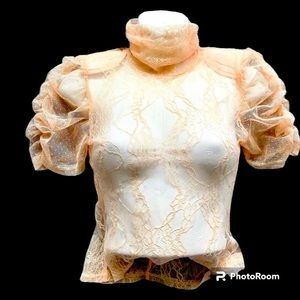 Nwt forever 21 Lace Turtle Neck Light Pink Sheet Top Blouse